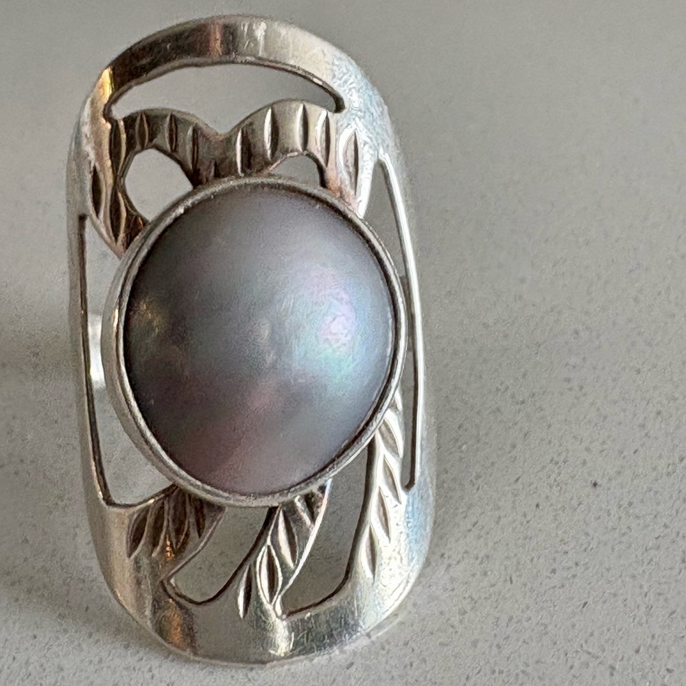 Silver Pearl Statement Ring